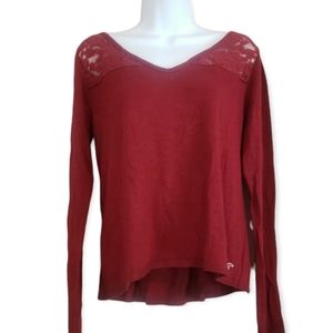 2/$20 NWOT Hollister red lacey hi low long sleeve T-shirt top Womens Sma…